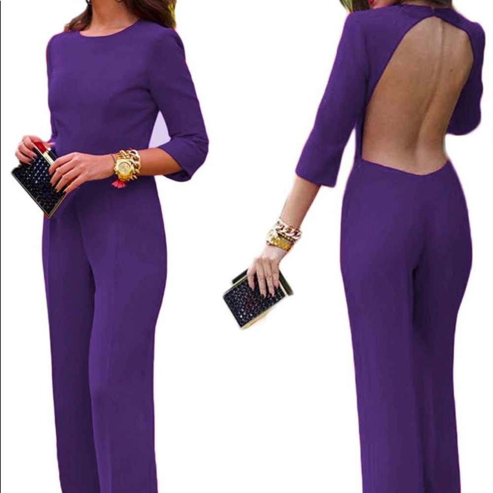 Backless Purple Jumpsuit